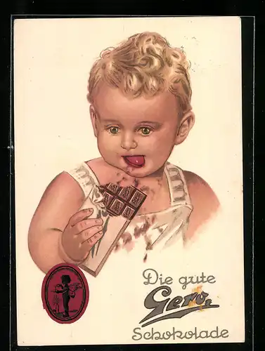 AK Die gute Gero Schokolade, Kleines Kind mit Tafel Schokolade, Kakao