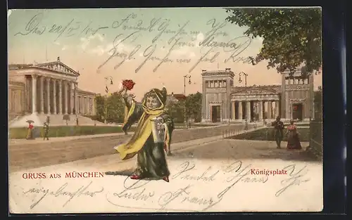 AK München, Münchner Kindl auf dem Königsplatz