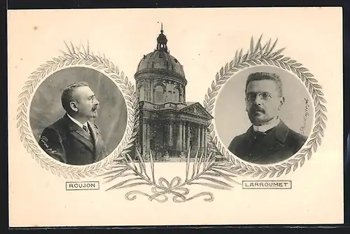 AK Roujon und Larroumet, die Dichter im Portrait