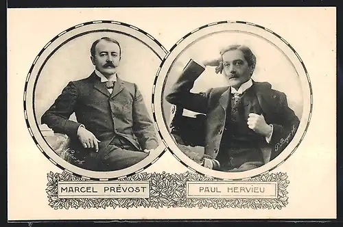 AK Marcel Prevost und Paul Hervieu, die Dichter im Portrait