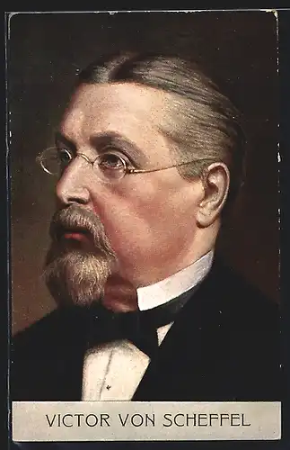 AK Victor von Scheffel, Portrait mit Fliege