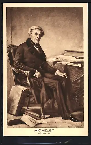 AK Michelet, Portrait mit Büchern
