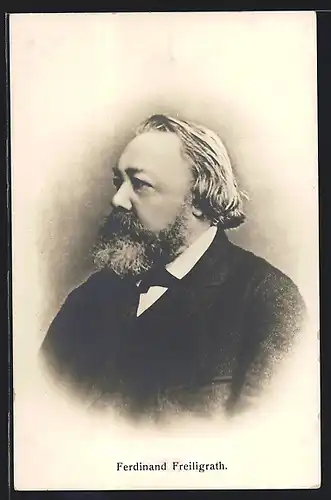AK Ferdinand Freiligrath, Portrait von der Seite