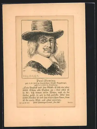 AK Paul Fleming, Portrait und Kurzvita