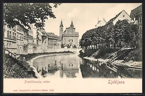 AK Ljubljana / Laibach, Blick zur Franziskanerkirche