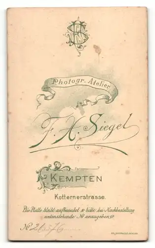 Fotografie F. H. Siegel, Kempten, Ehepaar nebeneinander