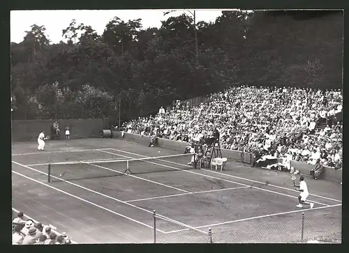 Fotografie Tennis Davispokal, Deutschland vs Jugoslawien, Henkel & Puncec im Spiel 1938