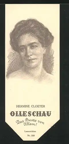 Lesezeichen Olleschau Nr. 644, Portrait Hermine Cloeter