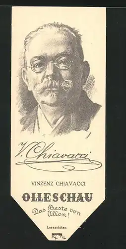 Lesezeichen Olleschau Nr. 28, Portrait Vinzenz Chiavacci