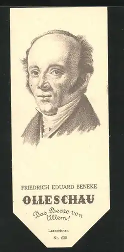 Lesezeichen Olleschau Nr. 620, Portrait Friedrich Eduard Beneke
