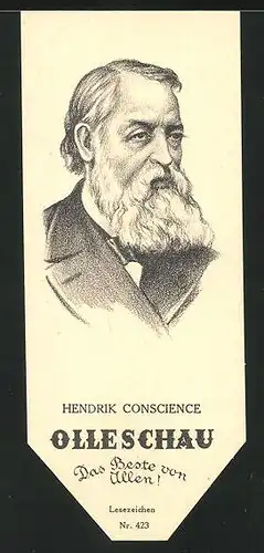 Lesezeichen Olleschau Nr. 423, Portrait Hendrik Conscience