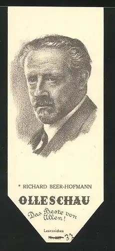 Lesezeichen Olleschau Nr. 223, Portrait Richard Beer-Hofmann