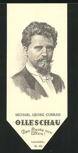 Lesezeichen Olleschau Nr. 421, Portrait Michael Georg Conrad