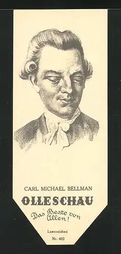 Lesezeichen Olleschau Nr. 402, Portrait Carl Michael Bellman