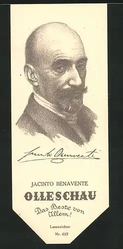 Lesezeichen Olleschau Nr. 619, Portrait Jacinto Benavente