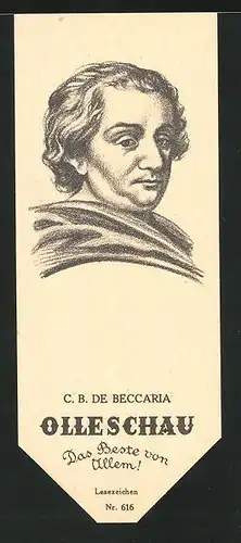 Lesezeichen Olleschau Nr. 616, Portrait C. B. de Beccaria