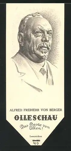 Lesezeichen Olleschau Nr. 226, Portrait Alfred Freiherr von Berger