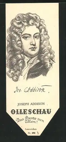 Lesezeichen Olleschau Nr. 202, Portrait Joseph Addison