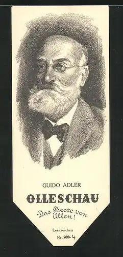 Lesezeichen Olleschau Nr. 209, Portrait Guido Adler