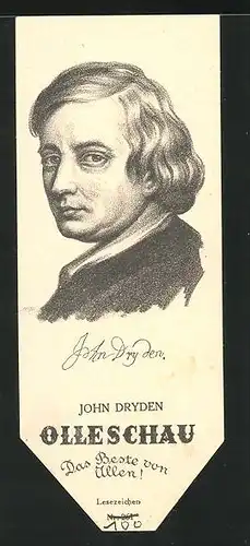 Lesezeichen Olleschau Nr. 261, Portrait John Dryden