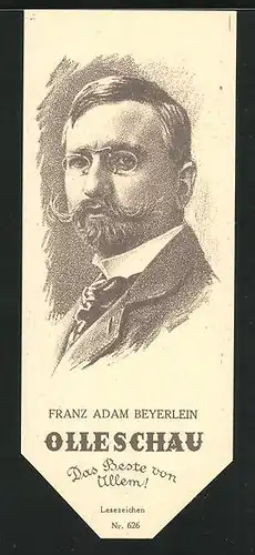 Lesezeichen Olleschau Nr. 626, Portrait Franz Adam Beyerlein