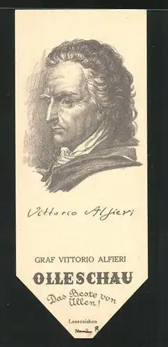 Lesezeichen Olleschau Nr. 2, Portrait Graf Vittorio Alfieri