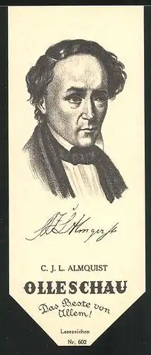 Lesezeichen Olleschau Nr. 602, Portrait C. J. L. Almquist