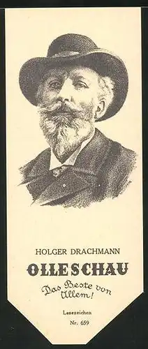 Lesezeichen Olleschau Nr. 659, Portrait Holger Drachmann