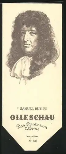 Lesezeichen Olleschau, englischer Satiriker Samuel Butler im Portrait