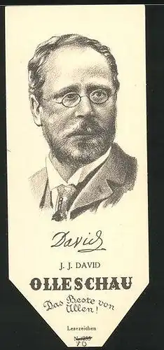 Lesezeichen Olleschau, österreischicher Erzähler Jakob Julius David im Portrait