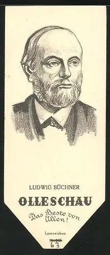 Lesezeichen Olleschau, Naturphilosoph Ludwig Büchner im Portrait