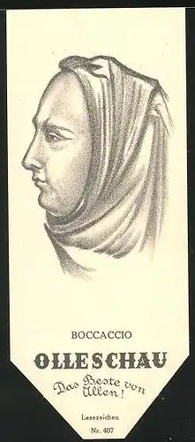 Lesezeichen Olleschau, italienischer Erzähler Giovanni Boccaccio im Portrait