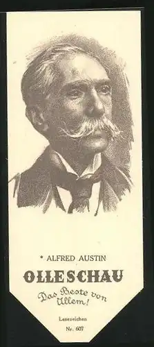 Lesezeichen Olleschau, englischer Dichter Alfred Austin im Portrait