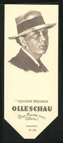 Lesezeichen Olleschau, schwedischer Erzähler Hjalmar Bergman im Portrait