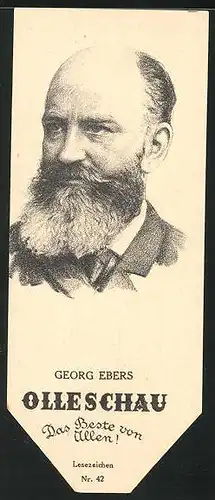 Lesezeichen Olleschau, Romanschriftsteller Georg Ebers im Portrait