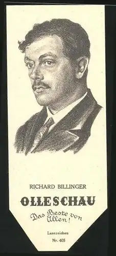 Lesezeichen Olleschau, österreichischer Dramatiker Richard Billinger im Portrait