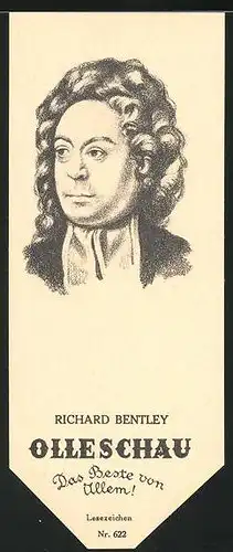 Lesezeichen Olleschau, englischer klassischer Philolog. Richard Bentley im Portrait