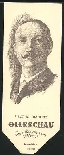 Lesezeichen Olleschau, dänischer Erzähler Sophus Bauditz im Portrait