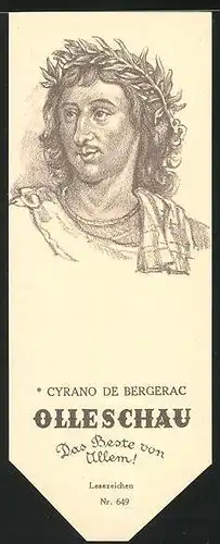 Lesezeichen Olleschau, französischer Dramatiker Savinien Cyrano de Bergerac im Portrait