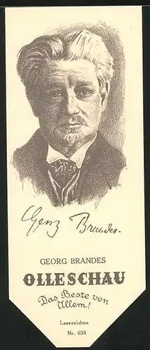 Lesezeichen Olleschau, dänischer Literaturhistoriker Georg Brandes im Portrait