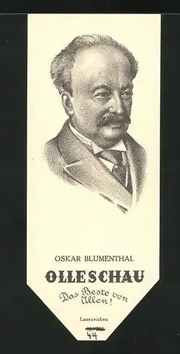 Lesezeichen Olleschau, deutscher Lustspieldichter Oskar Blumenthal im Portrait