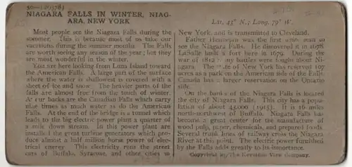 Stereo-Fotografie Keystone View Company, Meadville Pa., Ansicht Niagara NY, Niagarafälle im Winter