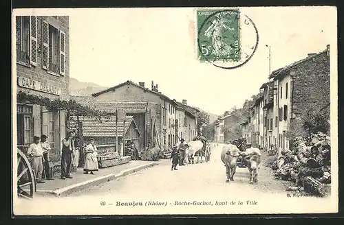 AK Beaujeu, Roche-Gachot, haut de la Ville, Cafe Delanoy