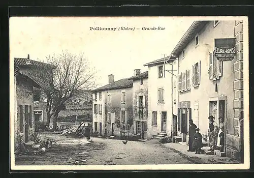 AK Pollionnay, Grande-Rue, Strassenpartie