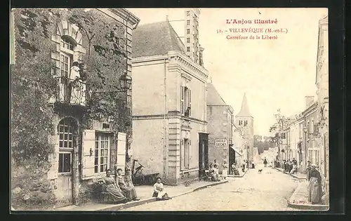 AK Villevêque, L`Anjou illustrié, Carrefour de la Liberte