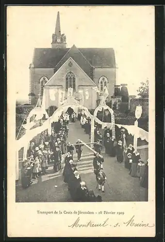 AK Montreuil-sur-Maine, Transport de la Croix de Jérusalem 1909