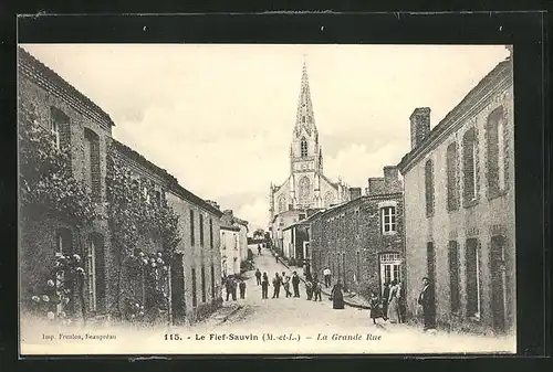 AK Le Fief-Sauvin, La Grande Rue, Strassenpartie