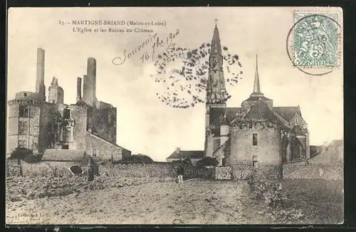 AK Martigne-Briand, L'Eglise et les Ruines du Chateau