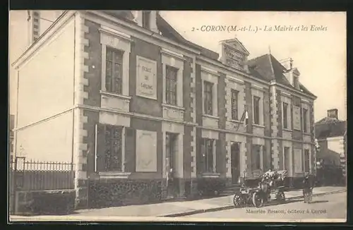 AK Coron, La Mairie et les Ecoles