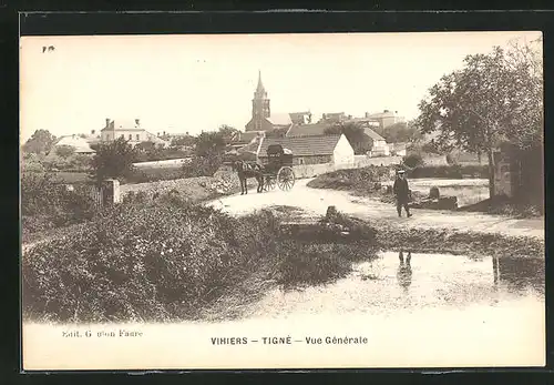 AK Tigné, Vihiers, l'Eglise, Vue generale